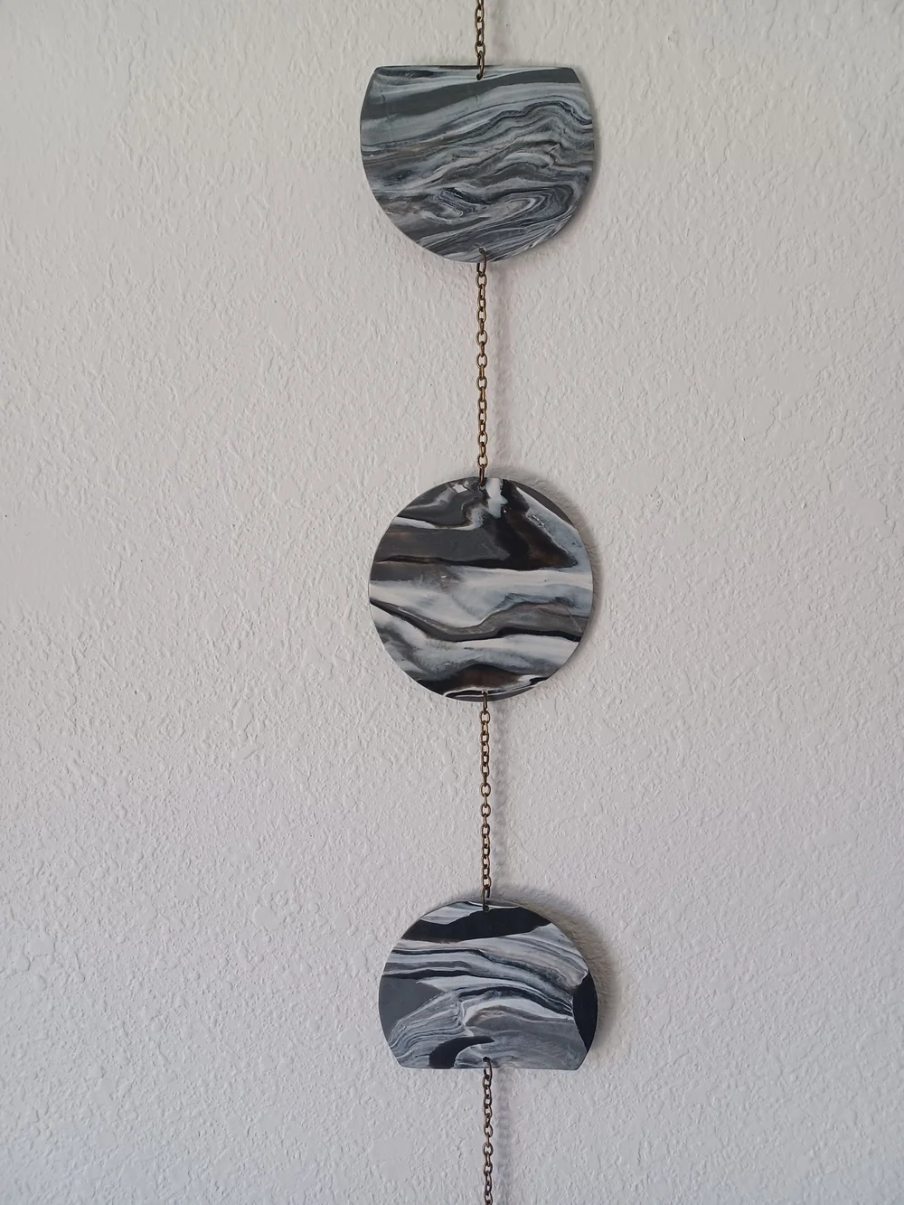 Marbled Gray, Black, And White Moon Phase Hanging